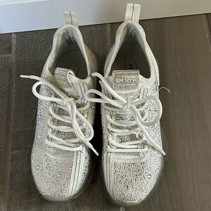 Steve Madden Maxima white bling sneakers 9.5